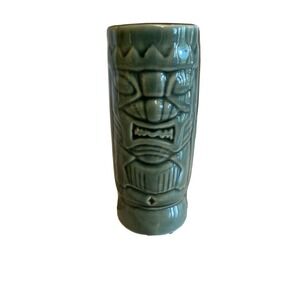 Ceramic Hawaiian Tiki Mug Glass Cup - Green - 6.5" Tall - DW113
